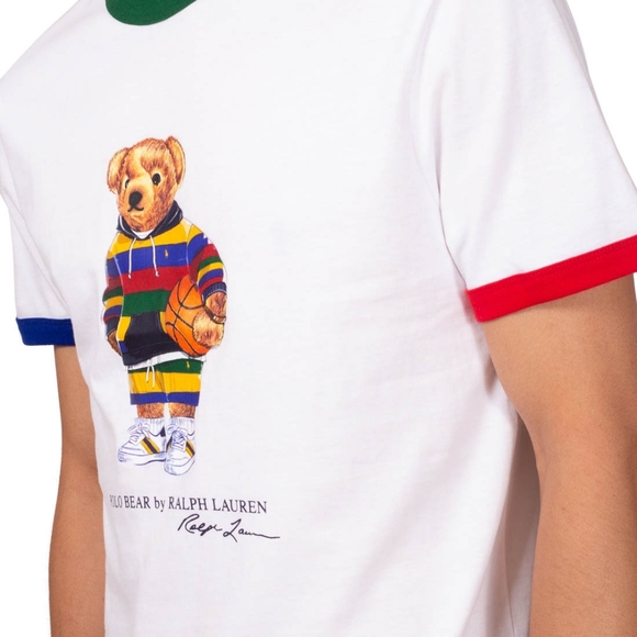 NWOT Polo by Ralph Lauren S Contrast Piping Basketball Bear Crewneck T-Shirt - Picture 4 of 11